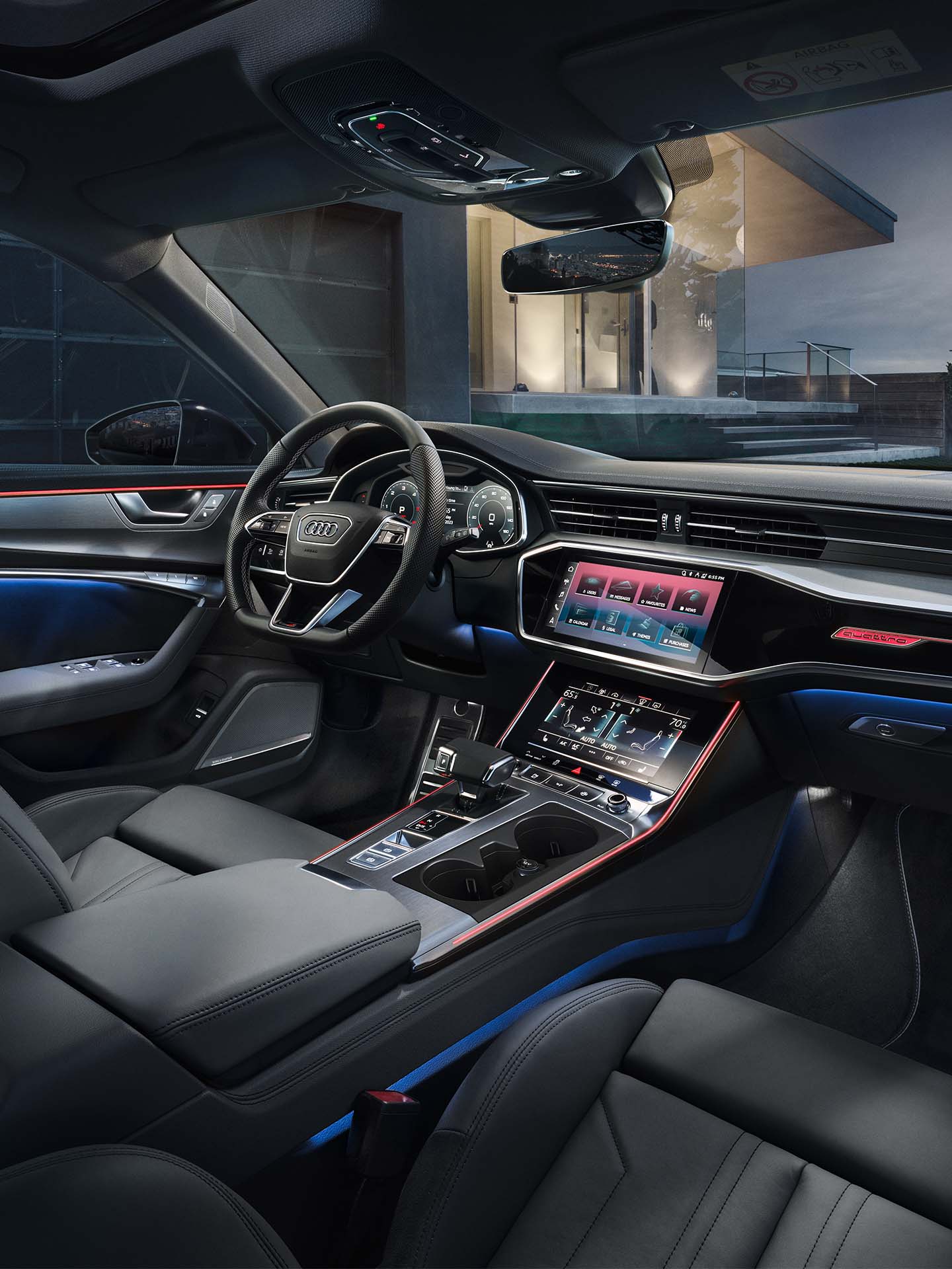 Thèmes lumineux Audi illustrés dans le cockpit